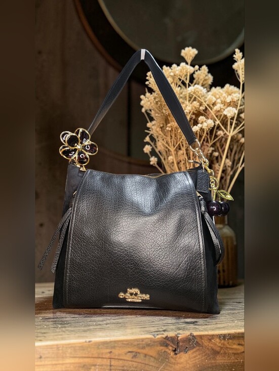 Coach Handbags - Coach Marlon Hobo Black Pebbled Leather Bag Style No. F79994